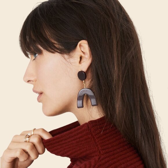 Madewell Shapes Statement Earrings Pinot Noir - Picture 2 of 2